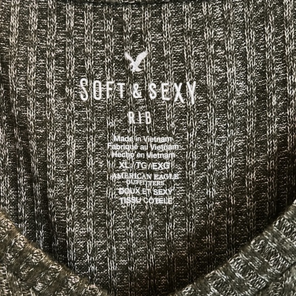 Ribbed dark green long sleeve T shirt - Picture 2 of 2